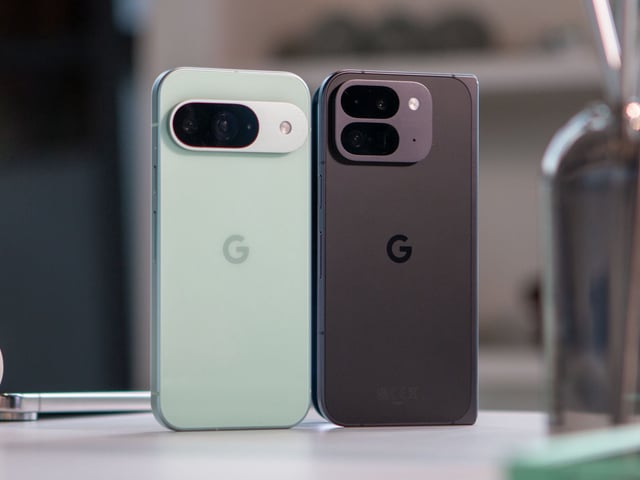 Pixel 9 Pro Fold next to Pixel 9