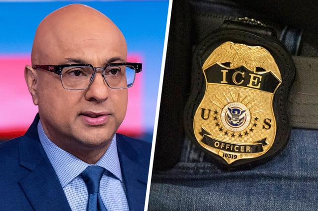 Ali Velshi; ICE badge.
