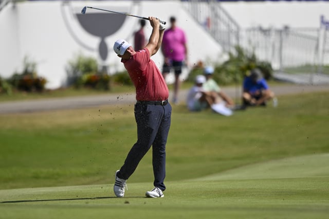 Aug 9, 2025; Memphis, Tennessee, USA; Sepp Straka walks down the eighteenth fairway  during the third round of the FedEx St. Jude Championship golf tournament. Mandatory Credit: Steve Roberts-Imagn Images