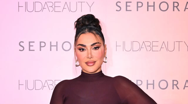 Huda Kattan attends the Sephora x Huda Beauty – Pink vs Peach KSA at Sidra Arts on January 16, 2024 in Riyadh, Saudi Arabia. (Cedric Ribeiro/Getty Images for Huda Beauty)