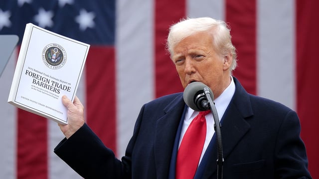 President Trump holding a tariff report. Photo: Chip Somodevilla/Getty Images