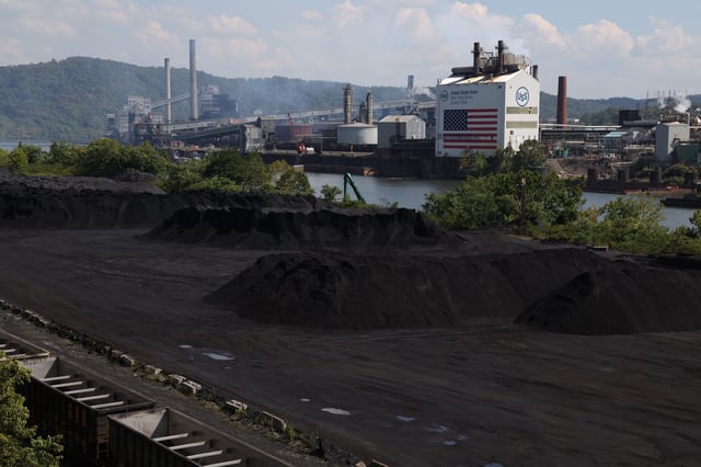 A general view shows US Steel's Clairton Coke Works following an explosion at the plant in Clairton, Pennsylvania, on August 11, 2025. At least one person died and dozens were wounded on August 11 after blasts at the US Steel plant in the state of Pennsylvania, officials said.