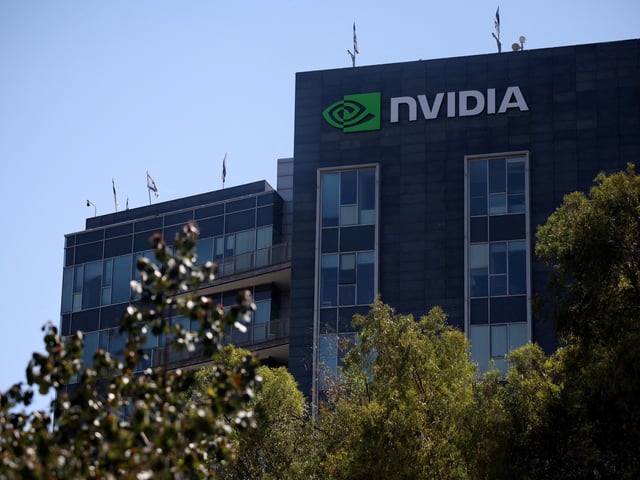 FILE PHOTO: A NVIDIA logo is pictured on its facility at the High-tech park at Yokne'am, in northern Israel July 9, 2025. REUTERS/Shir Torem/File Photo