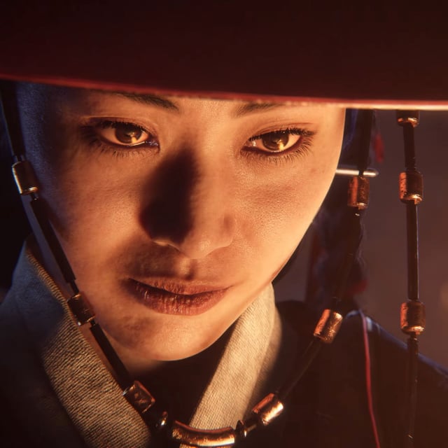 Woochi the Wayfarer trailer still - closeup of Myoan the mysterious shaman