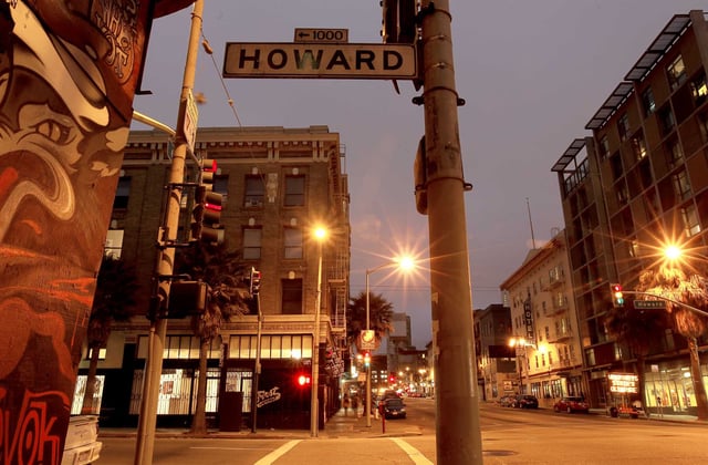 The corner of Sixth and Howard streets on June 5, 2013. A driver fatally struck a pedestrian crossing this intersection on Sunday, marking the 12th pedestrian death this year, according to a street safety advocacy organization.