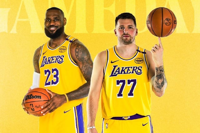 &#39;El Rey&#39; LeBron y &#39;El Mago&#39; Luka, la dupla de los Lakers. (Foto: @Lakers)
