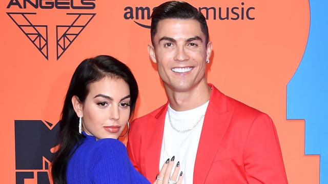 FILE — Georgina Rodriguez and Cristiano Ronaldo attend the MTV EMAs 2019 at FIBES Conference and Exhibition Centre on November 03, 2019 in Seville, Spain. 