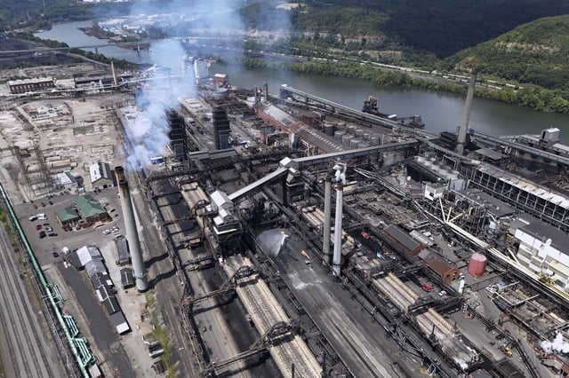 A portion of the Clairton Coke Works, a U.S. Steel plant, is seen Monday, Aug. 11, 2025 in Clairton, Pa. (AP Photo/Gene J. Puskar
