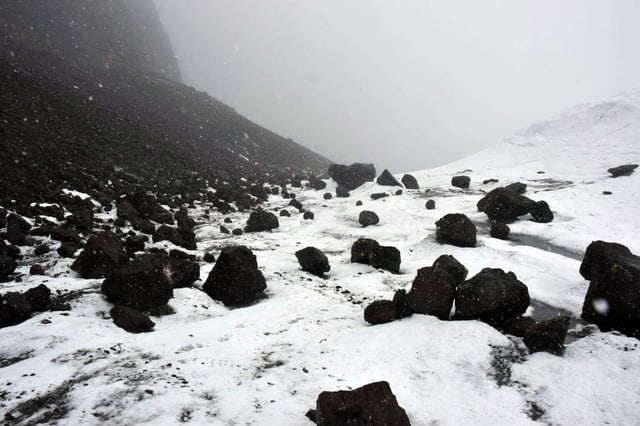 Undated handout photo issued by British Antarctic Survey of the area at the front of the Ecology Glacier where the remains of Dennis Bell was found in loose rocks.