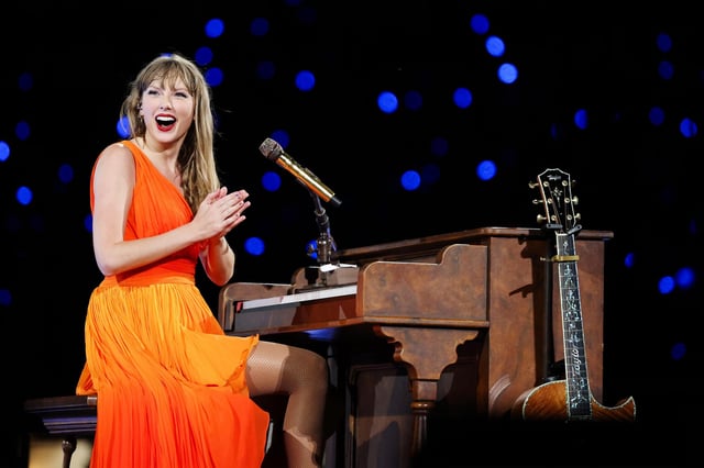 Taylor Swift performs onstage during the Eras Tour at San Siro on July 13, 2024 in Milan, Italy.