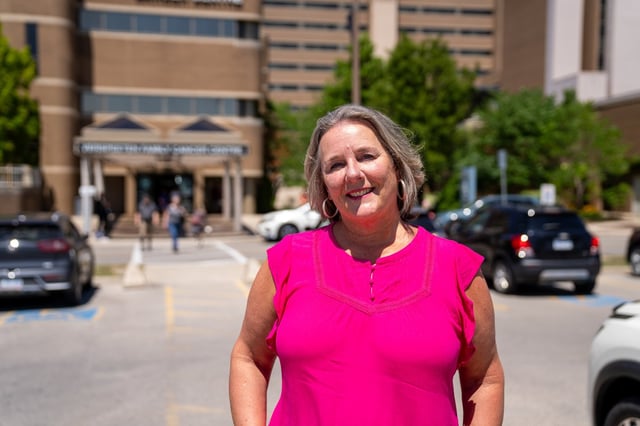 Krystyna Locke, a lymphoma cancer survivor who is covering the cost of other patients' parking for her 63rd birthday, is seen in this undated handout photo, at London Health Sciences Centre in London, Ont. THE CANADIAN PRESS/Handout - London Health Sciences Foundation (Mandatory Credit)