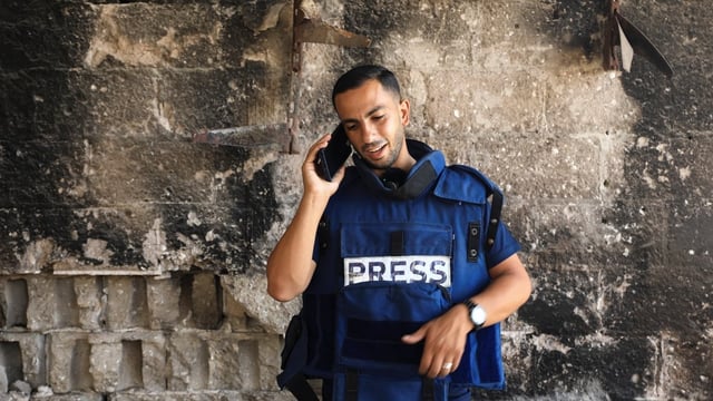 Al Jazeera journalist Anas Al-Sharif, seen here in Gaza City in August 2024, was killed alongside his colleagues in an Israeli strike on Sunday.