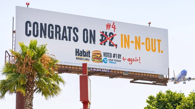 The Habit Burger &amp; Grill is celebrating its win in USA Today’s 10Best Readers’ Choice Awards with a billboard near Los Angeles International Airport. (Image courtesy of The Habit Burger &amp; Grill)