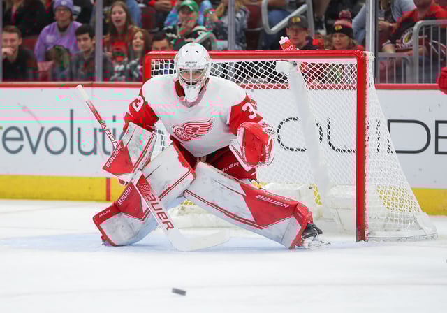 Sebastian Cossa, Detroit Red Wings (Photo by Melissa Tamez/Icon Sportswire via Getty Images)