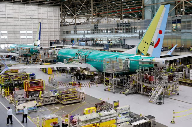 Boeing 737 MAX aircraft are assembled at the company?s plant in Renton, Washington, U.S. June 25, 2024. Jennifer Buchanan/Pool via REUTERS/File Photo