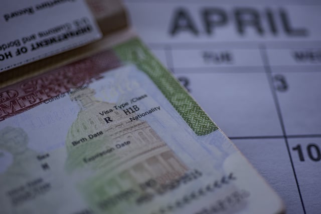 Stock image of an H-1B visa.