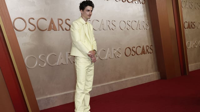 Mar 2, 2025; Los Angeles, CA, USA; Timothée Chalamet on the red carpet at the 97th Oscars at the Dolby Theatre at Ovation Hollywood in Los Angeles on Sunday, March 2, 2025. Mandatory Credit: Kevork Djansezian-USA TODAY.