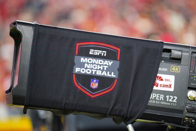 Oct 7, 2024; Kansas City, Missouri, USA; A general view of the ESPN Monday night Football logo during the first half of the game between the Kansas City Chiefs and New Orleans Saints at GEHA Field at Arrowhead Stadium. Mandatory Credit: Denny Medley-Imagn Images/File Photo
