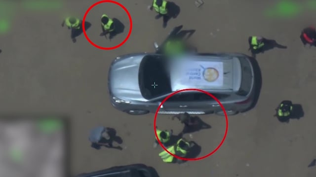 A screengrab from an undated video shared by the Israel Defense Forces purports to show armed men posing as World Central Kitchen aid workers in Gaza.