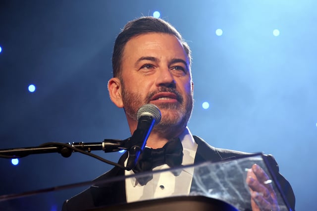LOS ANGELES, CALIFORNIA - FEBRUARY 01: Jimmy Kimmel speaks onstage during the 67th GRAMMY Awards Pre-GRAMMY Gala & GRAMMY Salute to Industry Icons Honoring Jody Gerson on February 01, 2025 in Los Angeles, California. (Photo by Johnny Nunez/Getty Images for The Recording Academy)