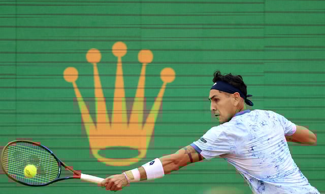 Tennis - ATP Masters 1000 - Monte Carlo Masters - Monte Carlo Country Club, Roquebrune-Cap-Martin, France - April 9, 2025 Chile's Alejandro Tabilo in action during his round of 32 match against Serbia's Novak Djokovic REUTERS/Manon Cruz/File Photo