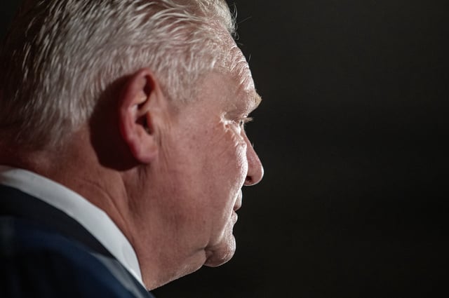 Premier of Ontario Doug Ford speaks to media prior the First Minister’s Meeting in Saskatoon on Monday, June 2, 2025. 