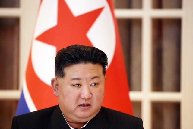 North Korean Supreme Leader Kim Jong Un speaks during a press confernce, June 19, 2024, in Pyongyang, North Korea. (Photo by Contributor/Getty Images)