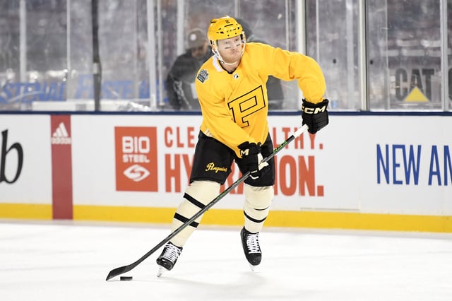 Jan 1, 2023; Boston, MA, USA; Pittsburgh Penguins defenseman Chad Ruhwedel (2) during a practice day before the 2023 Winter Classic ice hockey game at Fenway Park. Mandatory Credit: Bob DeChiara-USA TODAY Sports/File Photo