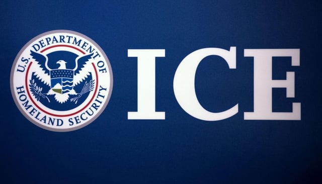 The Immigration and Customs Enforcement seal is seen before a press conference discussing ongoing enforcement efforts to combat human smuggling along the Southwest border of the United States, July 22, 2014, at ICE headquarters in Washington, D.C.. (PAUL J. RICHARDS/AFP/TNS/TNS)