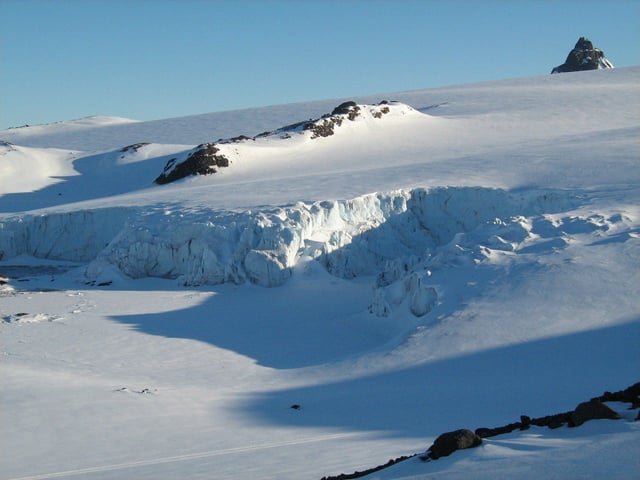 Ecology Glacier on Antarctica’s King George Island in winter, where the body of Dennis “Tink” Bell was recovered