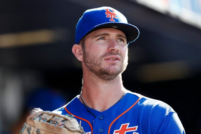 NEW YORK, NEW YORK - SEPTEMBER 14: Pete Alonso #20 of the New York Mets looks on from the dugout prior to a game against the Arizona Diamondbacks at Citi Field on September 14, 2023 in New York City. (Photo by Brandon Sloter/Image Of Sport/Getty Images)