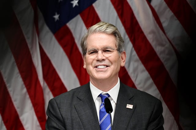 U.S. Treasury Secretary Scott Bessent attends a press conference at government quarters Rosenbad after the trade talks between the U.S. and China concluded, in Stockholm, Sweden, July 29, 2025. Magnus Lejhall/TT News Agency/via REUTERS/File Photo