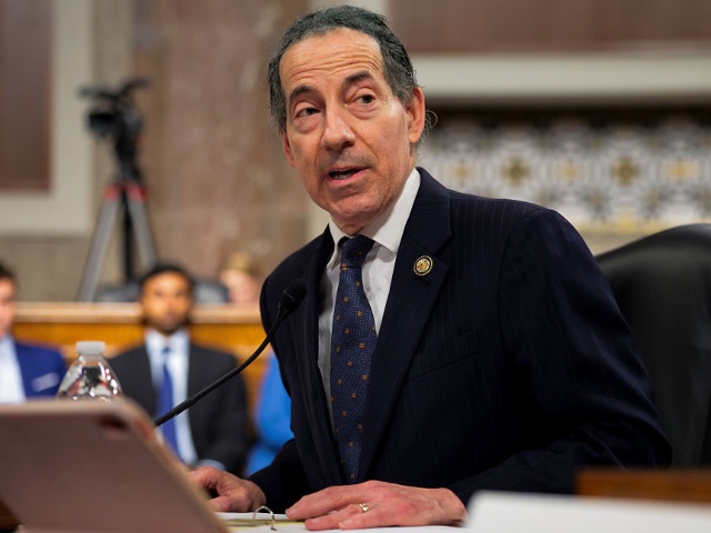 WASHINGTON, DC - APRIL 07: U.S. Rep. Jamie Raskin (D-MD) speaks during a bicameral hearing on theJustice Department in the Dirksen Senate Building on April 07, 2025 in Washington, DC. Sen. Adam Schiff (D-CA) and Raskin hosted four lawyers who say they were pressured by Trump administration. (Photo by Kayla Bartkowski/Getty Images)