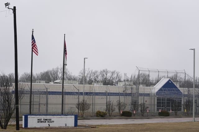 FILE - The CoreCivic West Tennessee Detention Facility, Jan. 24, 2024, in Mason, Tenn. (AP Photo/George Walker IV, File)
