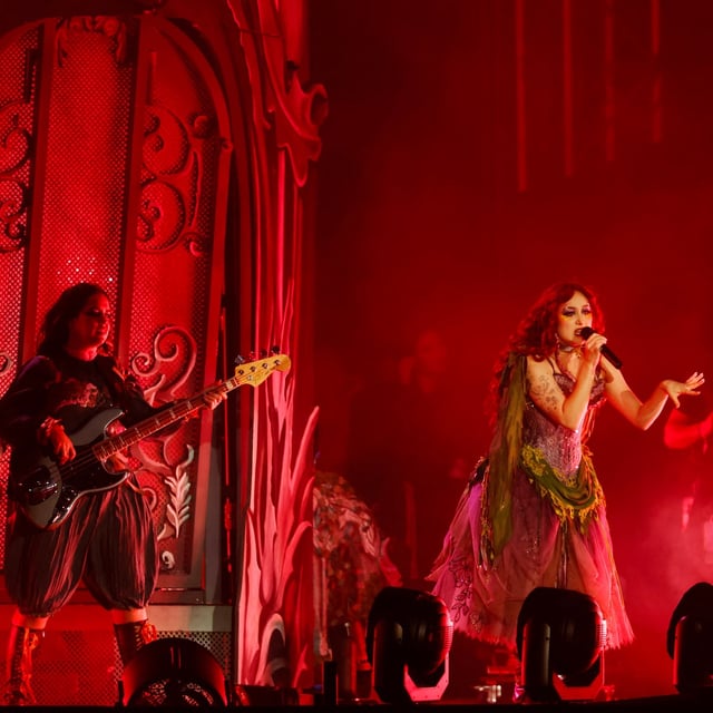US singer Chappell Roan performs on the Azalea stage during the Way Out West festival in the park of Slottsskogen in Gothenburg on August 9, 2025. (Photo by Adam Ihse/TT / TT NEWS AGENCY / AFP) / Sweden OUT (Photo by ADAM IHSE/TT/TT NEWS AGENCY/AFP via Getty Images)