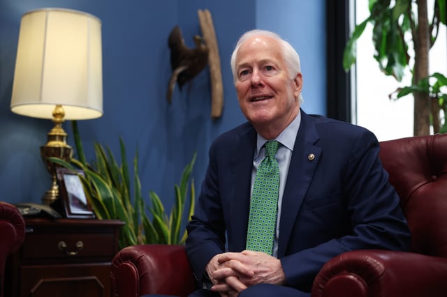Senator John Cornyn attends a meeting in Washington, D.C. on April 7, 2025.