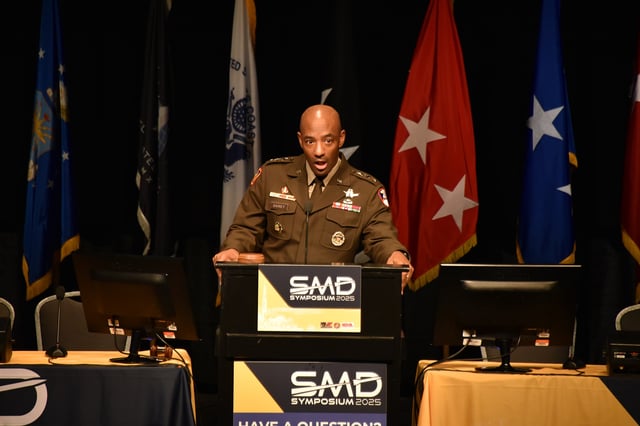 Lt. Gen. Sean A. Gainey, commanding general, U.S. Army Space and Missile Defense Command speaks to those in attendance at the 28th Annual Space and Missile Defense Symposium Aug. 5 in Huntsville Ala. (Photo: U.S. Army)