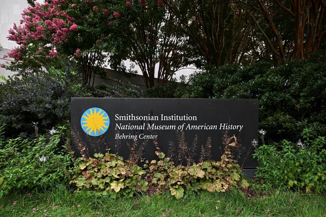 A sign stands outside the Smithsonian's National Museum of American History, after the museum removed explicit reference to President Donald Trump from an exhibit about impeachment according to a spokesperson, at the museum in Washington, D.C., U.S., August 1, 2025.