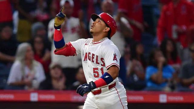Aug 1, 2025; Anaheim, California, USA; Los Angeles Angels right fielder Gustavo Campero (51) runs the bases after hitting a two run home run against the Chicago White Sox during the fifth inning at Angel Stadium. Mandatory Credit: Gary A. Vasquez-Imagn Images