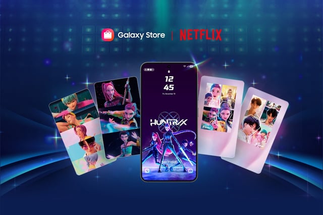This image provided by Samsung Electronics Co. on Aug. 13, 2025, shows "KPop Demon Hunters" wallpapers for Galaxy smartphones. (PHOTO NOT FOR SALE) (Yonhap)