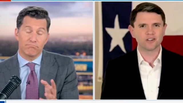 Fox News host Will Cain with James Talarico.