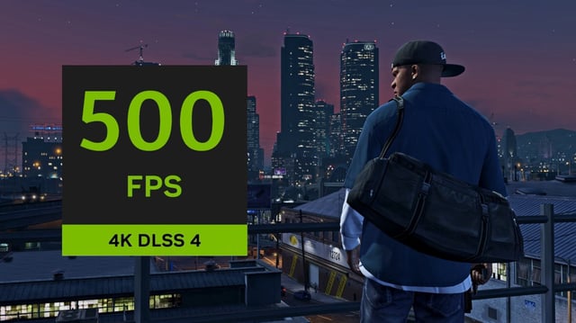 An image about Grand Theft Auto V adds full DLSS 4 support, achieves 500 FPS on the GeForce RTX 5090