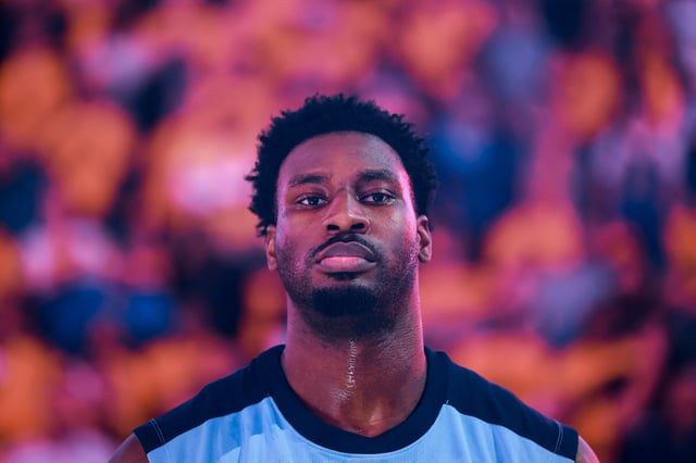 Jaren Jackson Jr. #13 of the Memphis Grizzlies before the game in the NBA play-in tournament at Chase Center on April 15, 2025 in San Francisco.