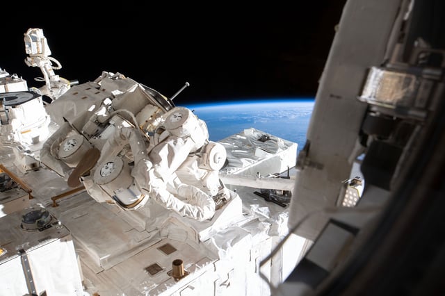 View of the Orbiting Carbon Observatory-3 (OCO-3) on the Japanese Experiment Module Exposed Facility of the International Space Station in June 2019.