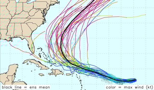 Computer models are showing more confidence that Tropical Storm Erin will intensify into a hurricane but turn north before reaching the U.S. coast. (weathernerds.org)