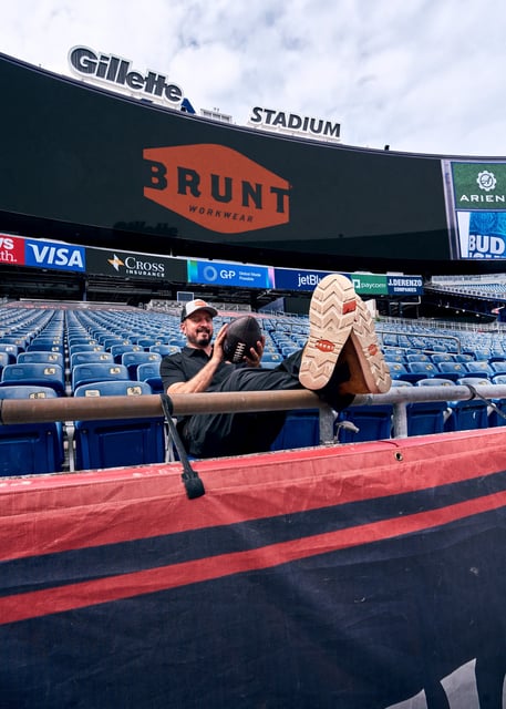 Bristol native Eric Girouard is the founder of BRUNT Workwear his company will outfit the Gillette Stadium Field Crew for the New England Patriots this season.