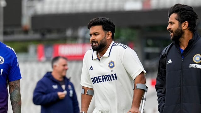 India's Rishabh Pant at the end of the fourth Test match between India and England, at the Old Trafford 