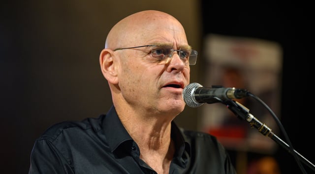 Major General (Res.) Noam Tibon speaks during a rally calling for the remaining hostages to be released on December 2, 2023 in Tel Aviv, Israel. (Alexi J. Rosenfeld/Getty Images)