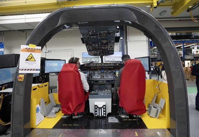 The flight simulator assembly plant is seen at the CAE facility in Montreal, Tuesday, Jan. 14, 2025. THE CANADIAN PRESS/Ryan Remiorz
