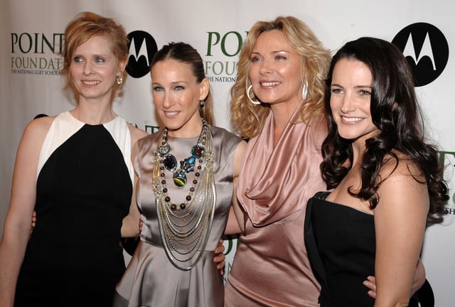 Original “Sex and the City” cast members Cynthia Nixon, left, Sarah Jessica Parker, Kim Cattrall and Kristin Davis at the 2008 Point Foundation Benefit in New York on April 7, 2008. 